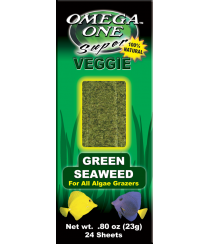 Omega One Super Veggie Seaweed for Algae Grazers (Green 24 sheets)