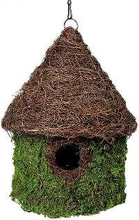 Galapagos Woven Moss Bungalow Birdhouse with Chain (11" x 15")