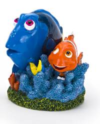 Penn-Plax Disney Finding Dory Small Aquarium Ornament - Dory and Marlin on Coral (2" Tall)