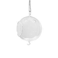 Clear Glass Round Hanging Votive Candle Holder/Terrarium w/ Loop and Hook