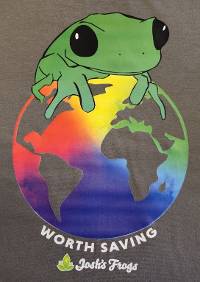 Josh's Frogs Black-Eyed Tree Frog Rainbow Globe T-Shirt (Medium)