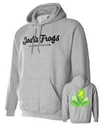 Josh's Frogs Gray Pullover Hooded Sweatshirt with Back Leaf Logo (Medium)
