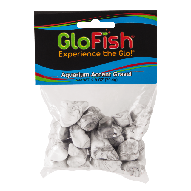 Tetra GloFish Aquarium Accent Gravel (2.5 oz - White Marbled)