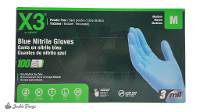 X3 Blue Industrial Nitrile Gloves - Medium (100 count box)